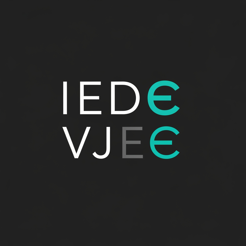 AI Design for a logo for iedc institution nAME VJEC make it minimal change the font arrange the letters vertically highlight both E s on IEDC and VJEC and change the entire font