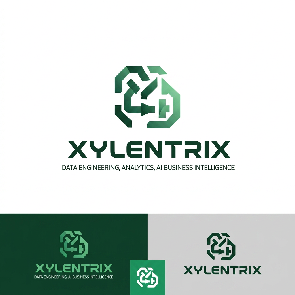 AI Design for Design a premium corporate style name for Xylentrix, a Data Engineering company' green white color