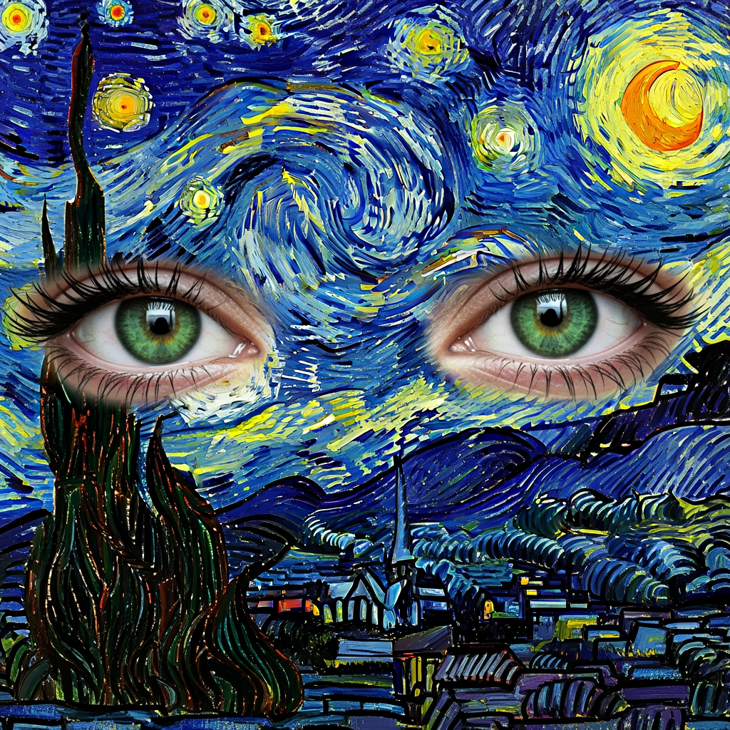 AI Design for crea occhi con sfondo suro artistico
