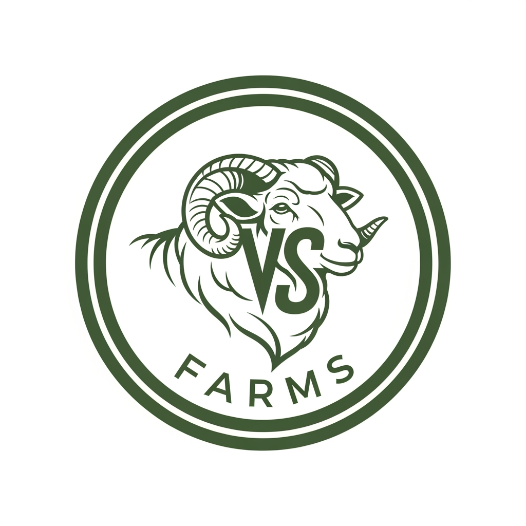 AI Design for i want to create logo for my sheep farming business.. my farm name is VS Farms