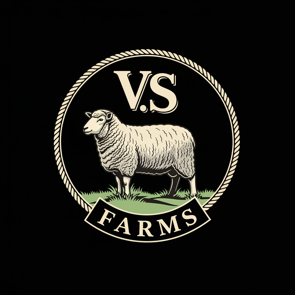 AI Design for i want to create logo for my sheep farming business.. my farm name is VS Farms