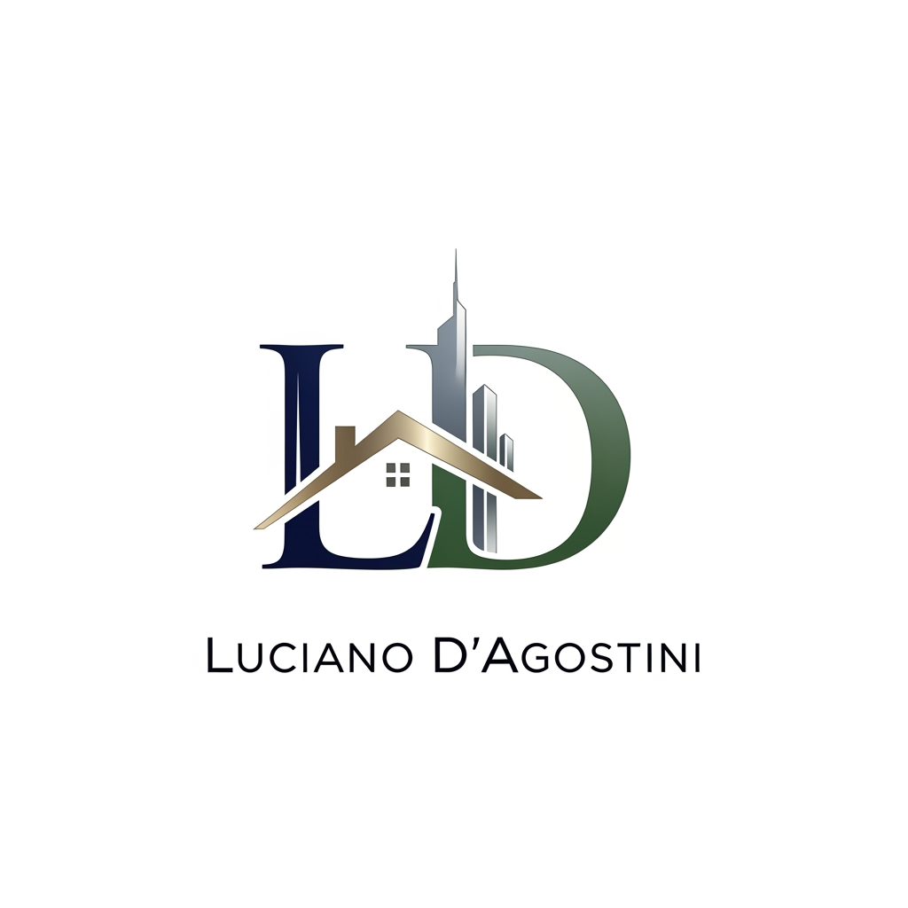 AI Design for meu nome é Luciano D'Agostini, e sou assessor de investimentos imobiliários. 
Quero um logo com as minhas iniciais do nome e sobre nome, que tenha haver com o ramo imobiliário.