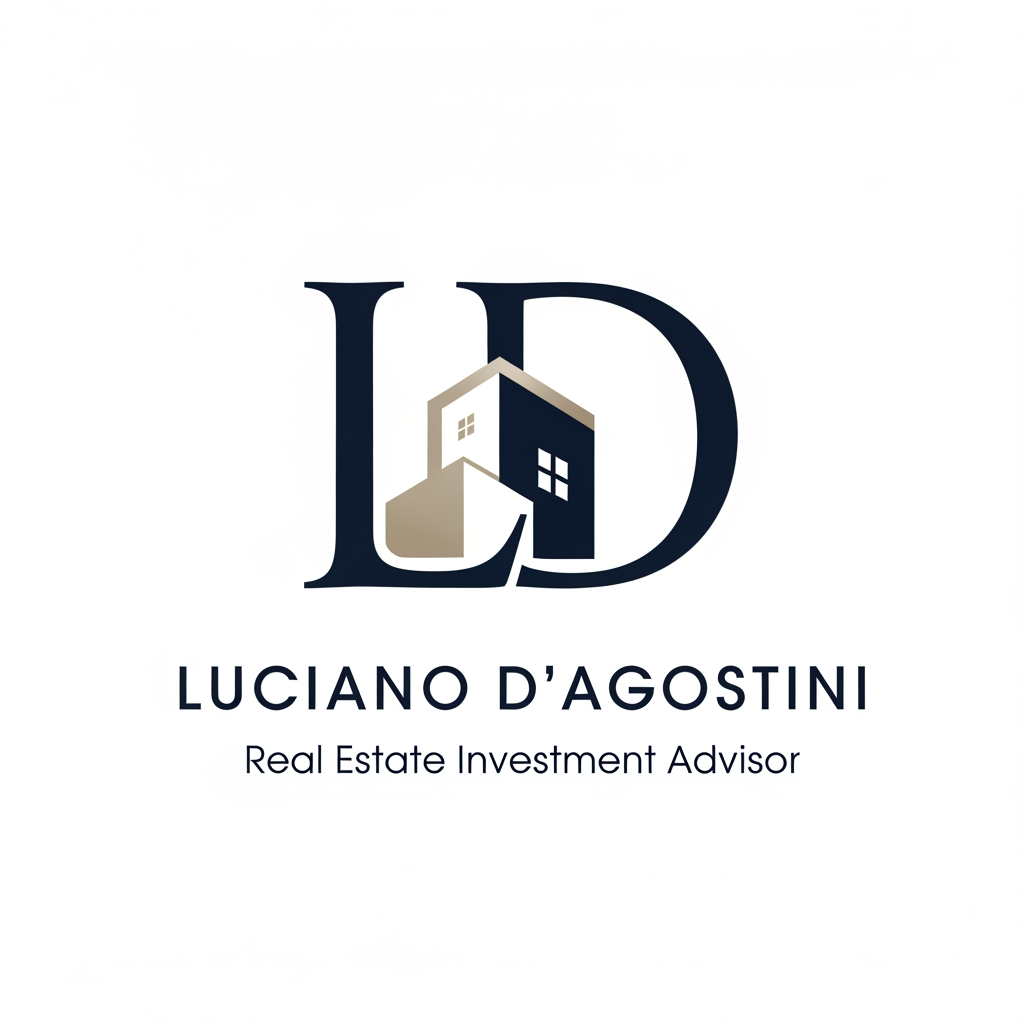 AI Design for meu nome é Luciano D'Agostini, e sou assessor de investimentos imobiliários. 
Quero um logo com as minhas iniciais do nome e sobre nome, que tenha haver com o ramo imobiliário.