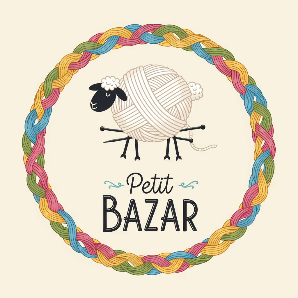 AI Design for crie uma logo para a petit bazar , uma loja online que vende fios de trico