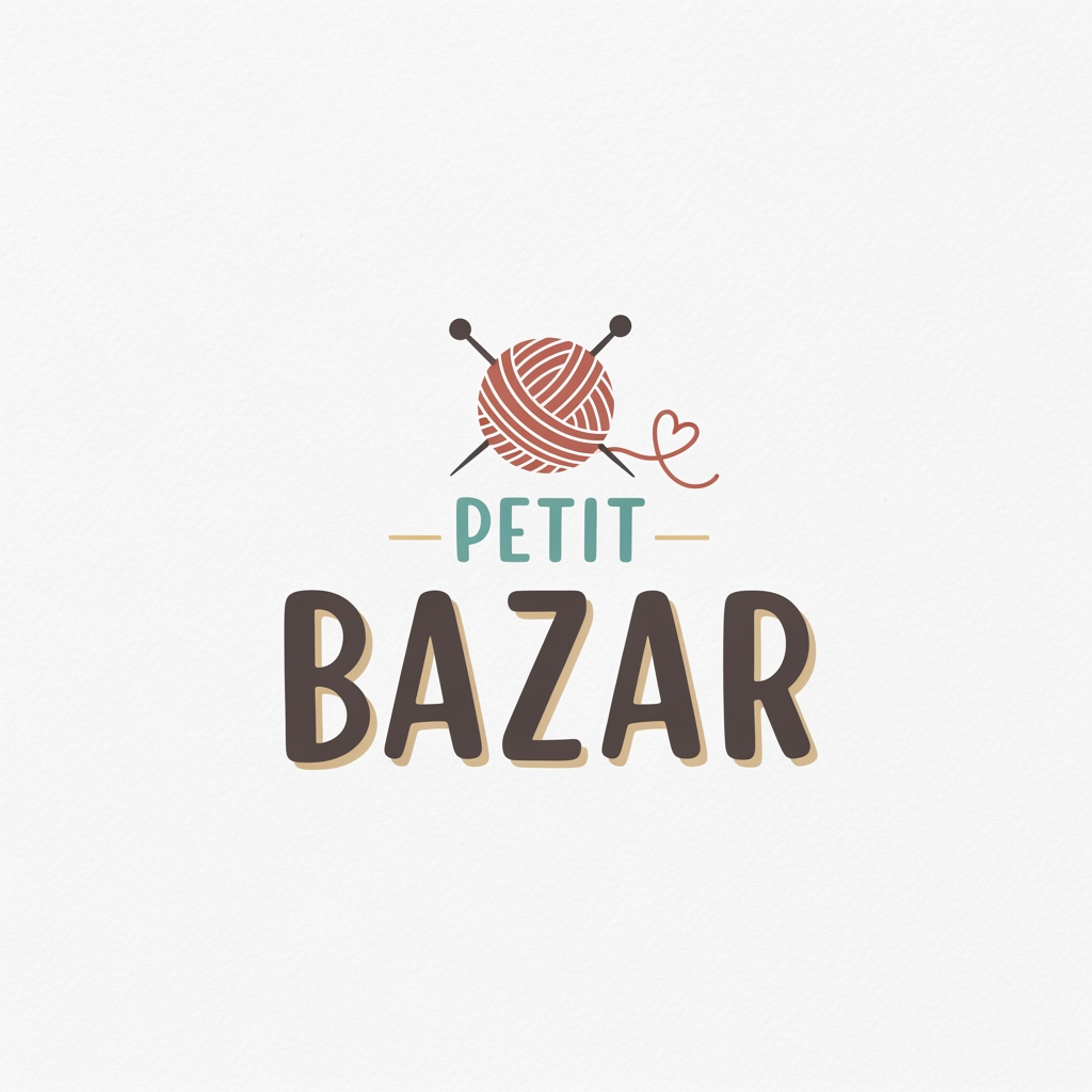 AI Design for crie uma logo para a petit bazar , uma loja online que vende fios de trico