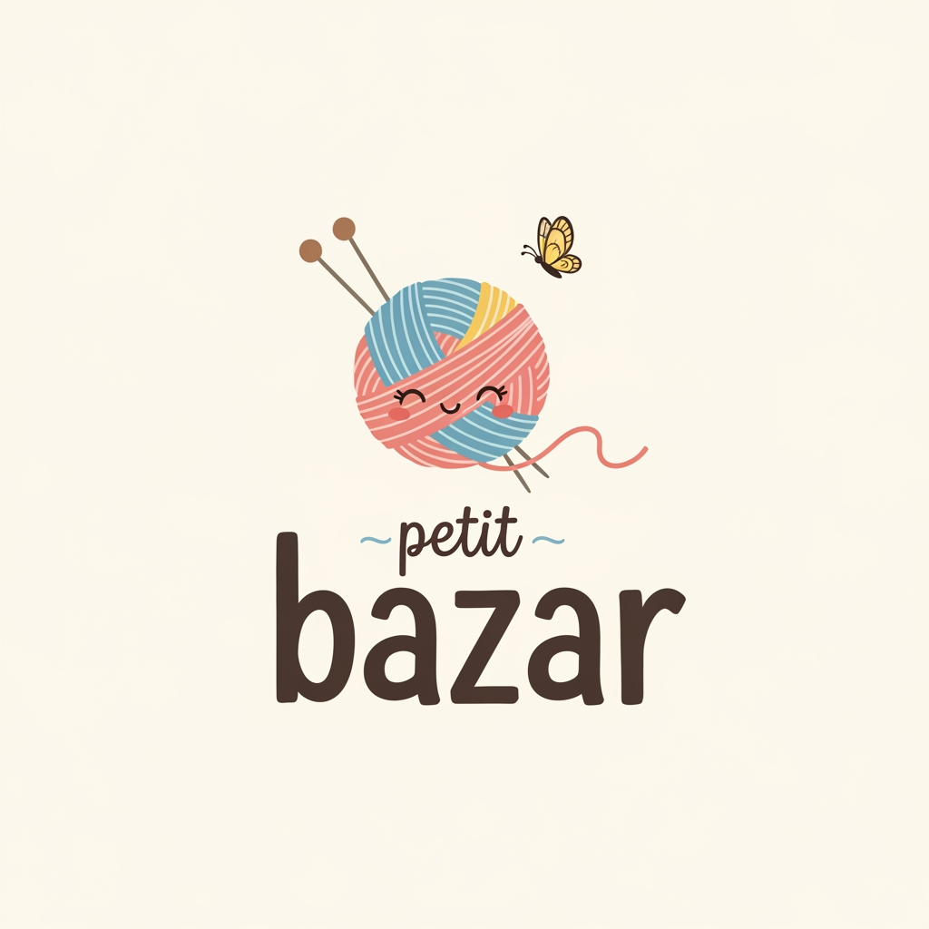 AI Design for crie uma logo para a petit bazar , uma loja online que vende fios de trico