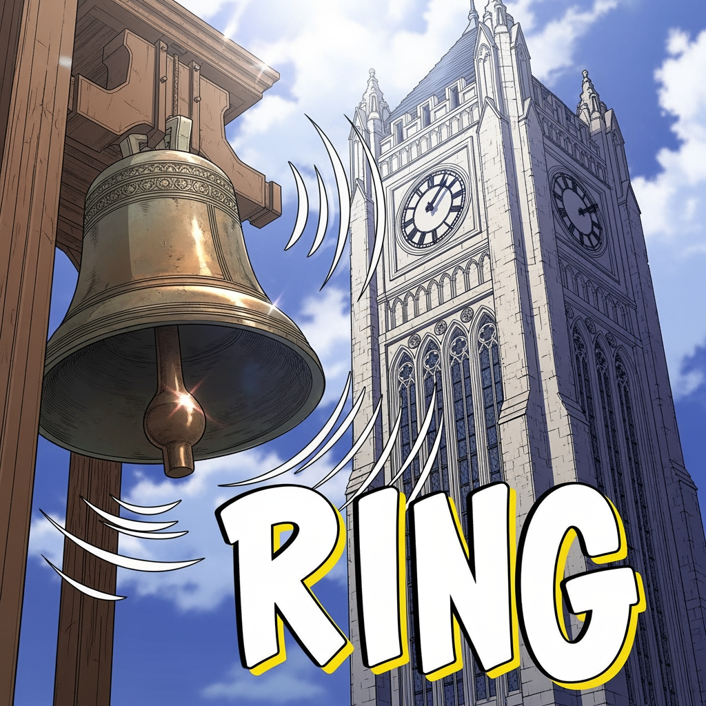 AI Design for AHORA UNA IMAGEN QUE UN TIMBRE SONANDO DE UNA I¿UNIVERSIDAD CON ESTILO MANWHA , que diga ring