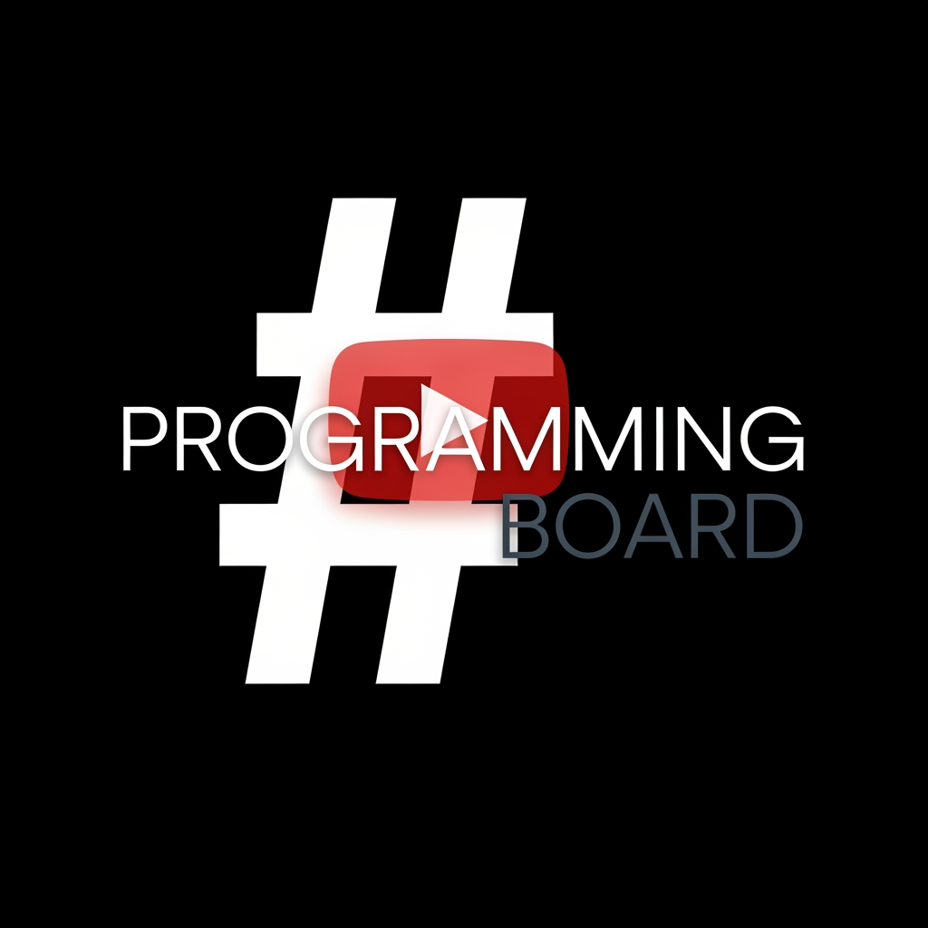 AI Design for I want to create a YouTube logo for my Youtube Channel - Programming Board . I want that in the black background there a hashtag sign and branding of my yt channel