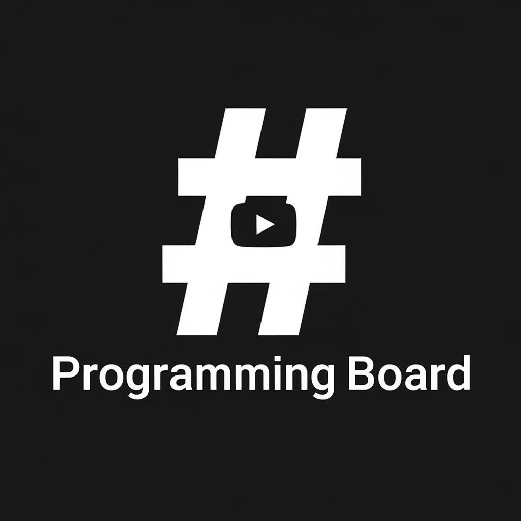 AI Design for I want to create a YouTube logo for my Youtube Channel - Programming Board . I want that in the black background there a hashtag sign and branding of my yt channel