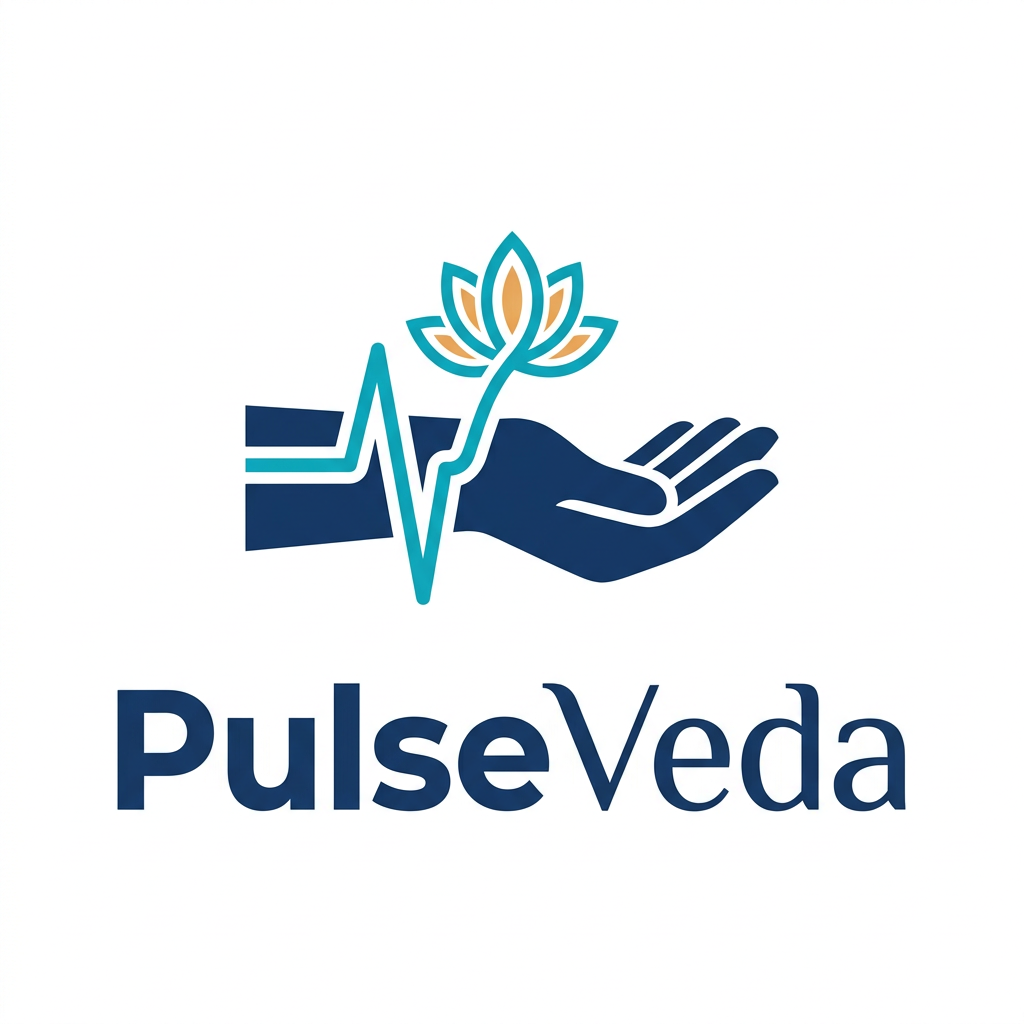 AI Design for Create a flat vector logo for a brand called "PulseVeda".
This is an Ayurvedic pulse diagnosis machine brand.
ICON CONCEPT:
A stylized human wrist/hand with a clean ECG pulse wave running
across it. The pulse wave should subtly form or connect into a
lotus flower at its peak — symbolizing the meeting of modern
pulse technology and Ayurvedic healing.
DESIGN RULES:
- Strictly flat design — zero gradients, zero shadows, zero 3D effects
- No glow, no lighting, no bevel, no texture
- Clean crisp vector shapes only
- Transparent background
- Logo must look great on both white and dark backgrounds
COLORS:
- Deep Navy Blue: #1A3A6B (main icon and text)
- Teal/Cyan: #00B4D8 (pulse wave line)
- Amber Gold: #F4A261 (lotus accent only — minimal use)
- White space as breathing room
TYPOGRAPHY:
- Brand name: PulseVeda
- "Pulse" — bold, modern geometric sans-serif
- "Veda" — slightly lighter weight, subtle classic feel
- Text placed below or beside the icon
OUTPUT REQUIREMENTS:
- Pure logo only — no mockups, no devices, no backgrounds
- No packaging, no phone screens, no business cards shown
- Transparent or white background only
- Final result should be client-ready flat logo