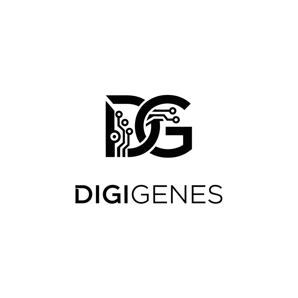 AI Design for behave like a professional designer

i want a logo for digital markeitng company name - DigiGenes
i wnat minimal good conceptual logo deisgn

i want D and G creatively in the logo
the logo shoudl be minimal.. no exatra grpahical element needed.. onyl these two lette rin the logo