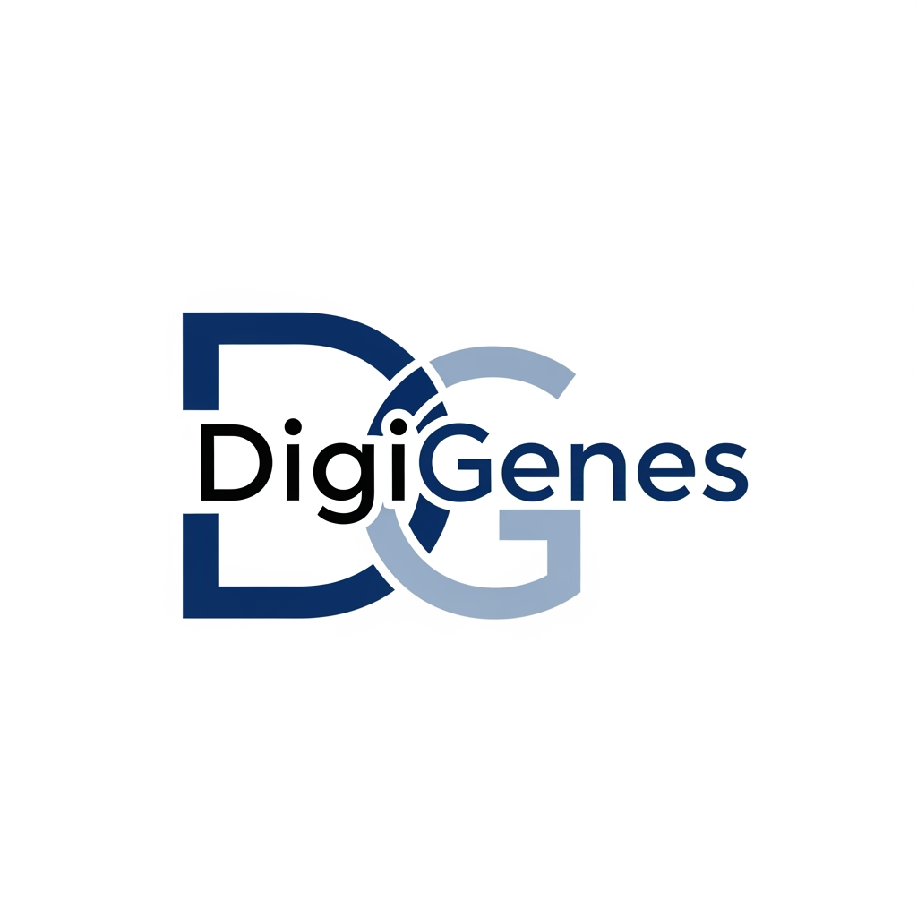 AI Design for behave like a professional designer

i want a logo for digital markeitng company name - DigiGenes
i wnat minimal good conceptual logo deisgn

i want D and G creatively in the logo
the logo shoudl be minimal.. no exatra grpahical element needed.. onyl these two lette rin the logo