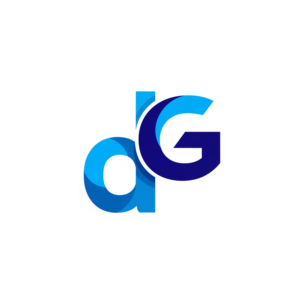 AI Design for i want d and g in a logo mono
we should embed G in d only
generate something good
(the d should small in letters not B)
the curve part of d and G should be overlapping
it should be colourfull.. blue and dark blue
it shoudl look liek a singlre letter (d and G)
the G shoudl be above d only