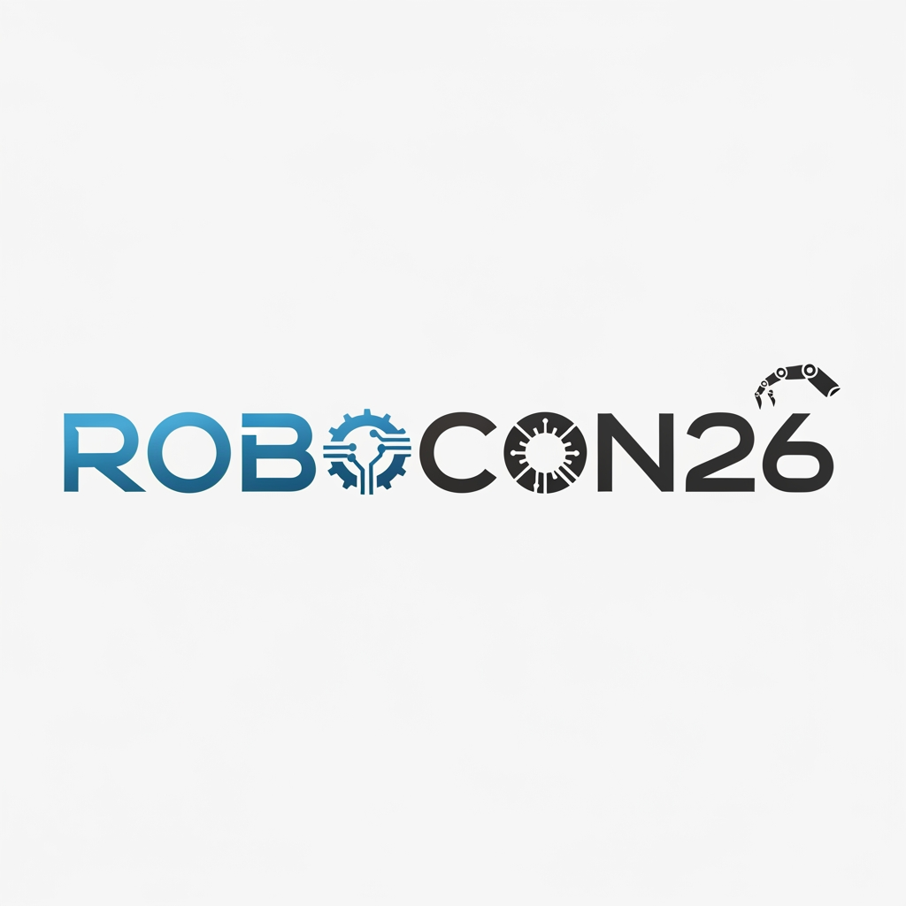 AI Design for Create a simple yet eye-catching logo design featuring the name "ROBOCON26." The logo should be clean and modern, with a futuristic or tech-inspired style that reflects innovation and robotics. Use bold, readable typography and incorporate subtle graphic elements or shapes that suggest robotics or technology without overwhelming the design. Keep the color palette minimal but striking to ensure the logo stands out and remains versatile for various uses.