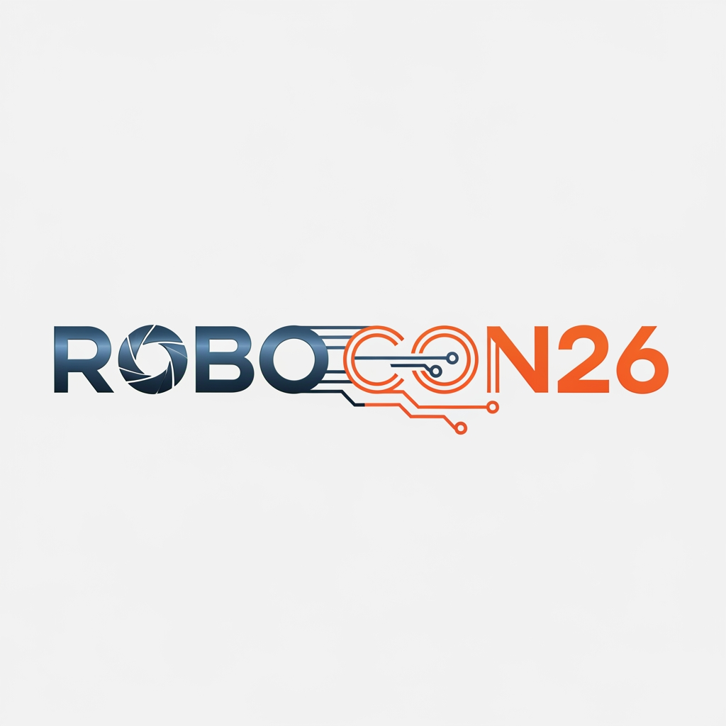 AI Design for Create a simple yet eye-catching logo design featuring the name "ROBOCON26." The logo should be clean and modern, with a futuristic or tech-inspired style that reflects innovation and robotics. Use bold, readable typography and incorporate subtle graphic elements or shapes that suggest robotics or technology without overwhelming the design. Keep the color palette minimal but striking to ensure the logo stands out and remains versatile for various uses.