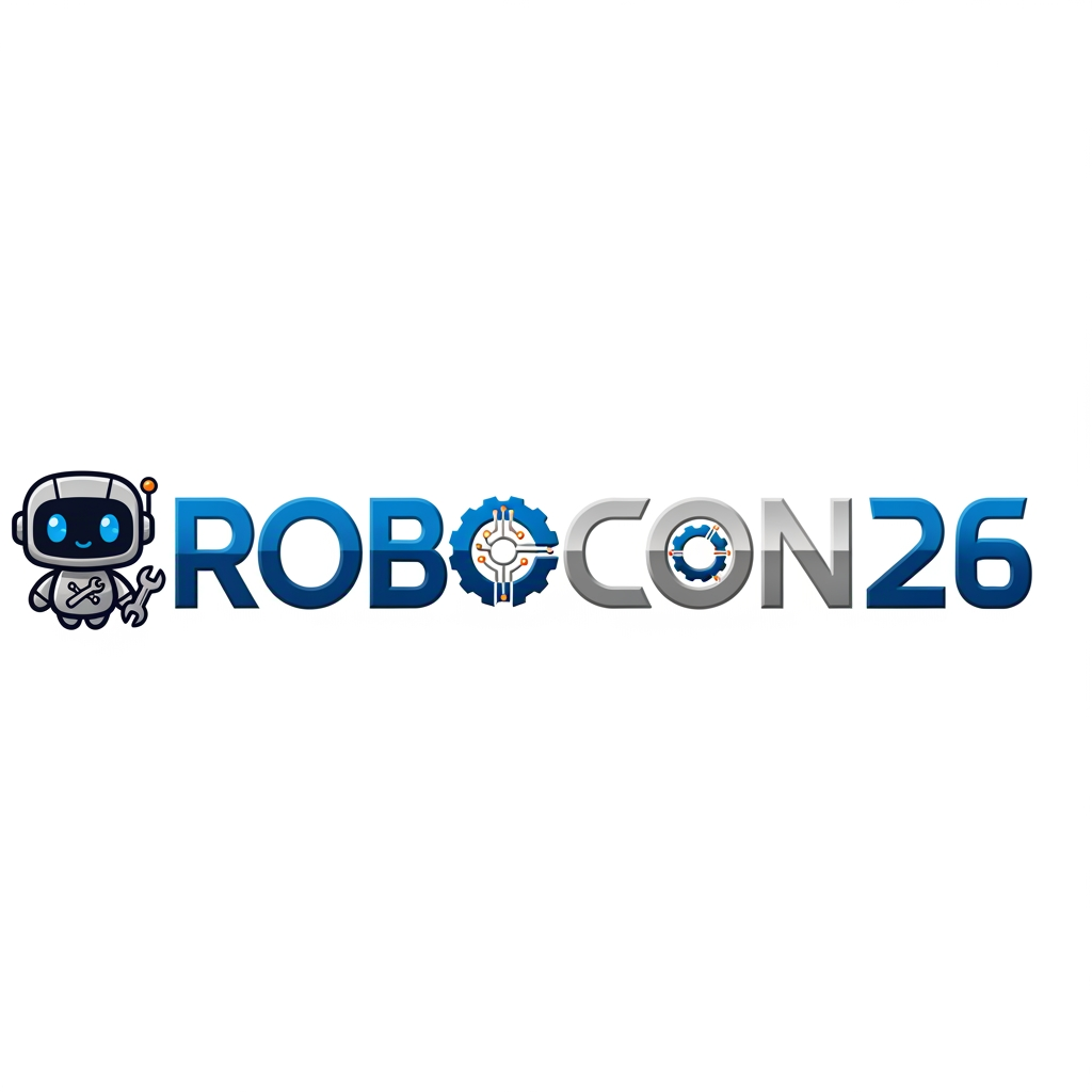 AI Design for Create a simple yet eye-catching logo design featuring the name "ROBOCON26." The logo should be clean and modern, with a futuristic or tech-inspired style that reflects innovation and robotics. Use bold, readable typography and incorporate subtle graphic elements or shapes that suggest robotics or technology without overwhelming the design. Keep the color palette minimal but striking to ensure the logo stands out and remains versatile for various uses.Add with cute mascot