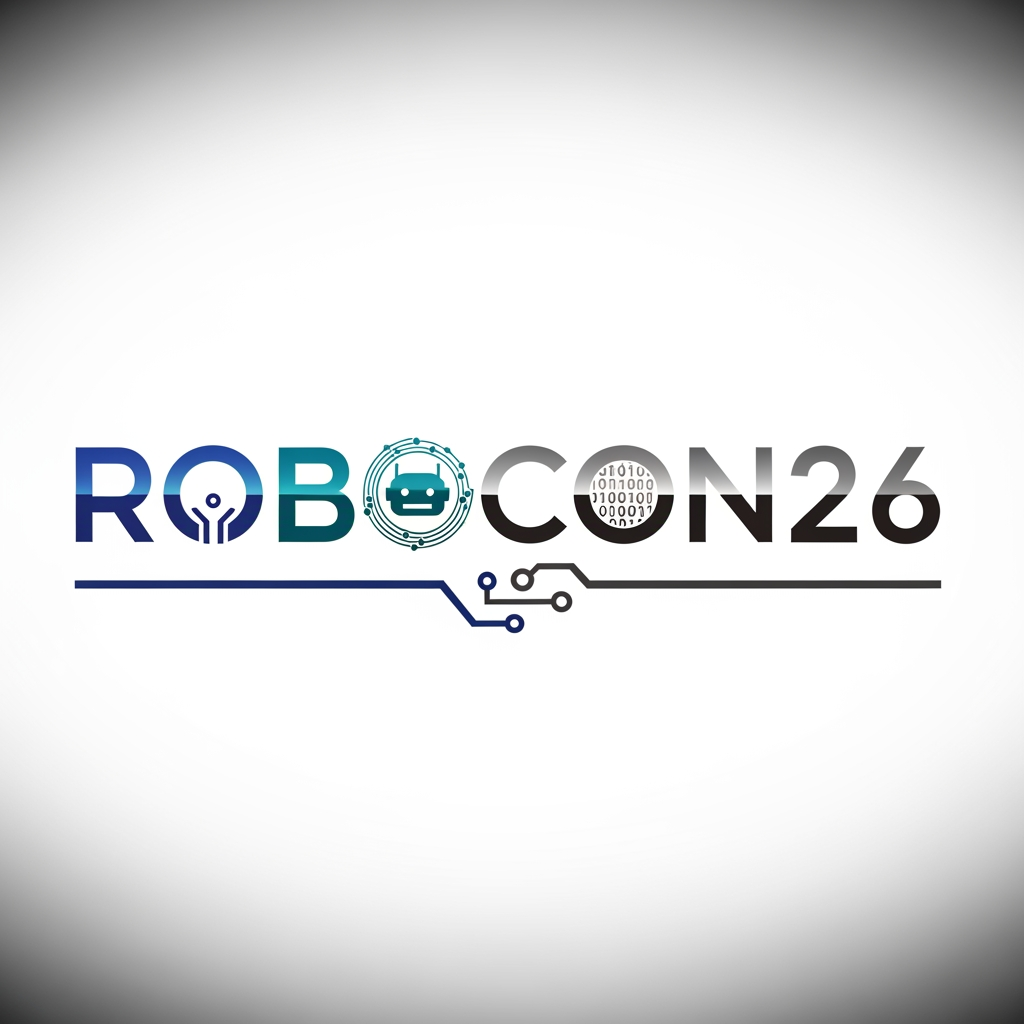 AI Design for Create a simple yet eye-catching logo design featuring the name "ROBOCON26." The logo should be clean and modern, with a futuristic or tech-inspired style that reflects innovation and robotics. Use bold, readable typography and incorporate subtle graphic elements or shapes that suggest robotics or technology without overwhelming the design. Keep the color palette minimal but striking to ensure the logo stands out and remains versatile for various uses.