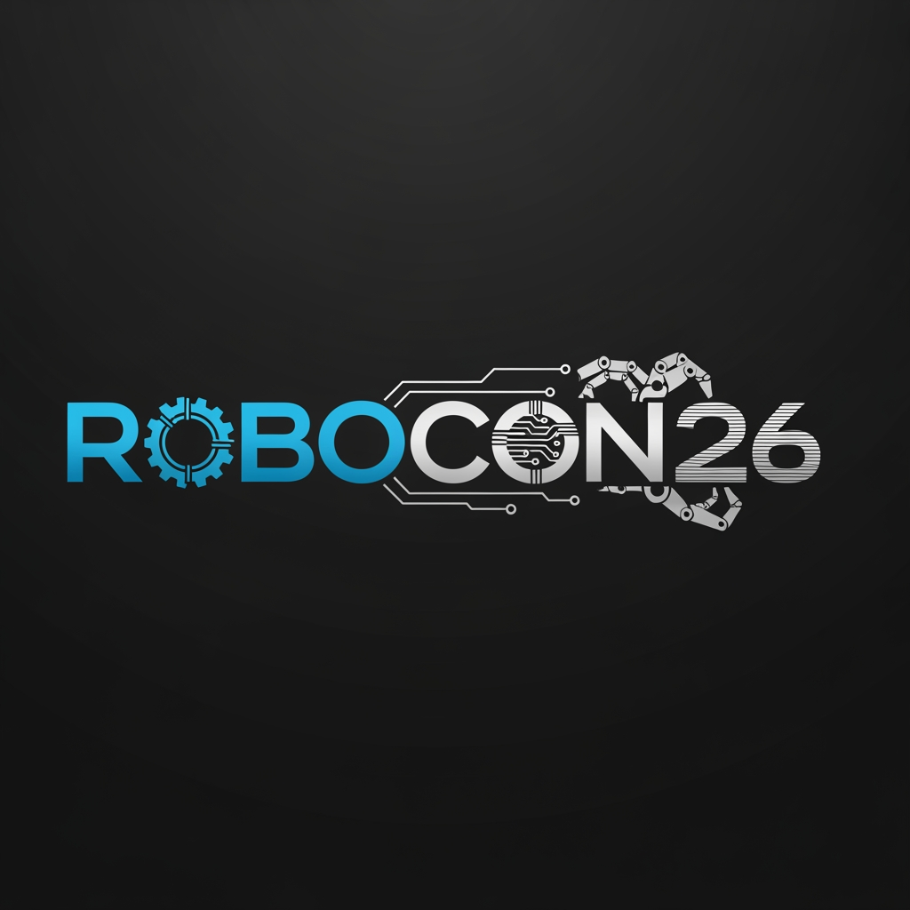 AI Design for Create a simple yet eye-catching logo design featuring the name "ROBOCON26." The logo should be clean and modern, with a futuristic or tech-inspired style that reflects innovation and robotics. Use bold, readable typography and incorporate subtle graphic elements or shapes that suggest robotics or technology without overwhelming the design. Keep the color palette minimal but striking to ensure the logo stands out and remains versatile for various uses.