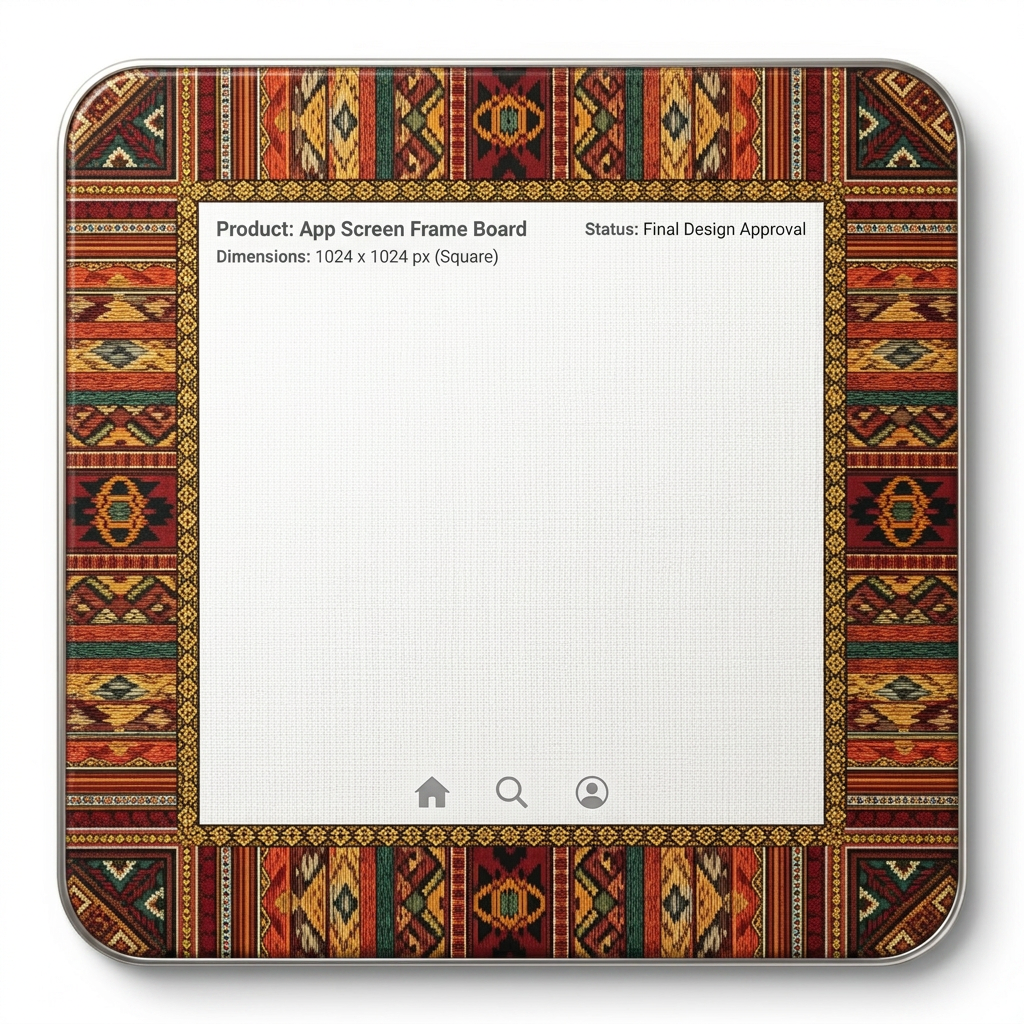 AI Design for please give me a border kora square size design kora board for app