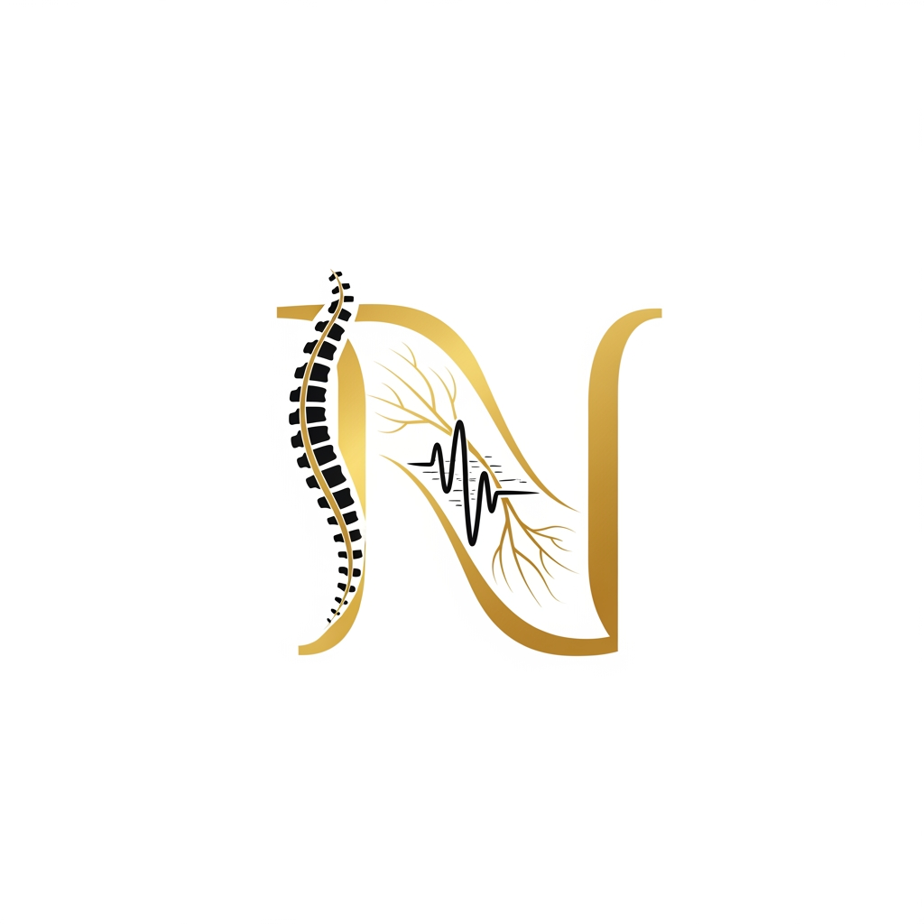 AI Design for Create a text-free Pain Physician logo icon using the letter “N” as the main symbol. Shape the N with elegant spine curves, nerve lines, and pain-relief wave elements. Minimal vector logo, premium medical style, smooth rounded lines, gold and black luxury colors, clean geometry, transparent background, no text, no mockup, high resolution.