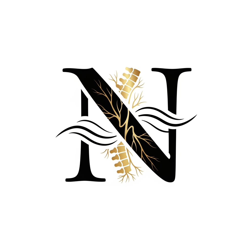 AI Design for Create a text-free Pain Physician logo icon using the letter “N” as the main symbol. Shape the N with elegant spine curves, nerve lines, and pain-relief wave elements. Minimal vector logo, premium medical style, smooth rounded lines, gold and black luxury colors, clean geometry, transparent background, no text, no mockup, high resolution.