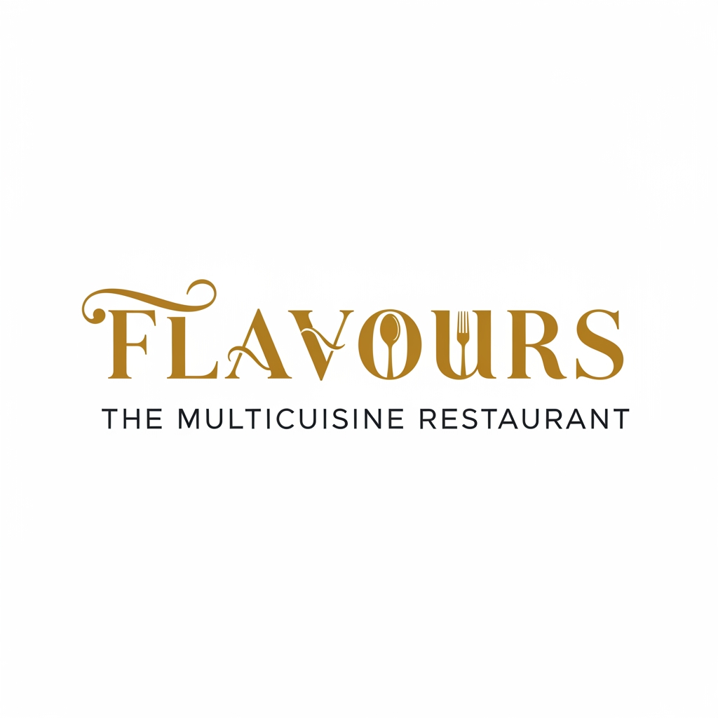 AI Design for We would prefer a cleaner, more elegant, and luxury-focused logo with strong typography and better brand recall.

Logo name : Flavours
The Multicuisine Restaurant