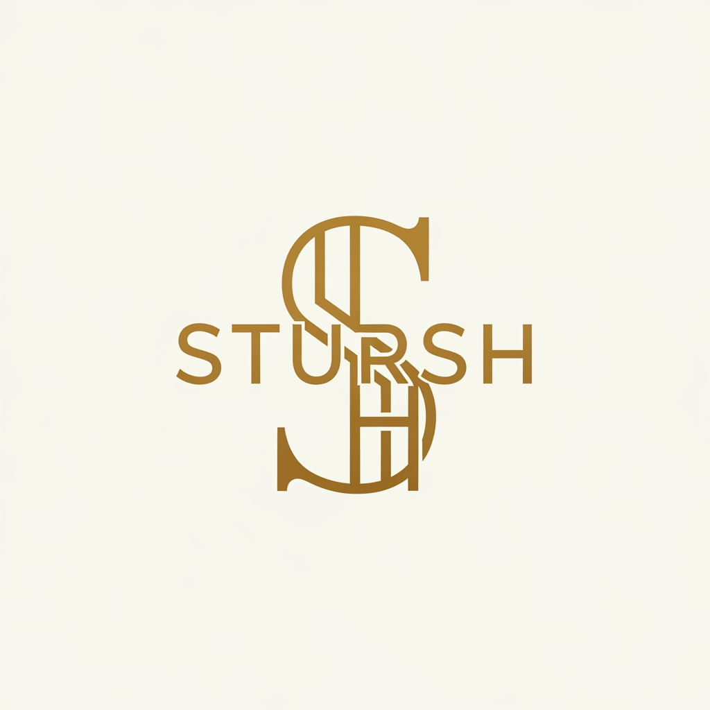 AI Design for Design a luxury minimalist monogram logo for STURSH, where the entire word STURSH is cleverly integrated into a single elegant lettermark, premium fashion brand, clean vector style