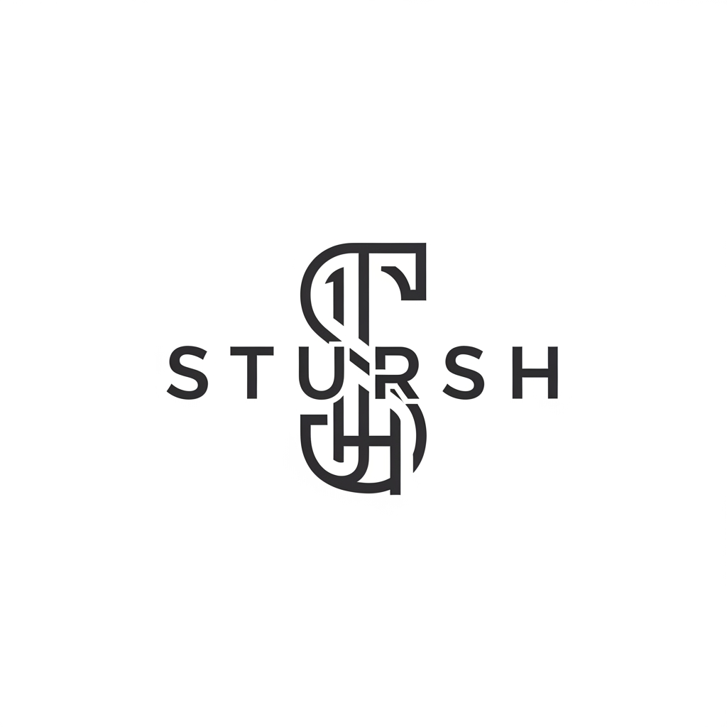 AI Design for Design a luxury minimalist monogram logo for STURSH, where the entire word STURSH is cleverly integrated into a single elegant lettermark, premium fashion brand, clean vector style