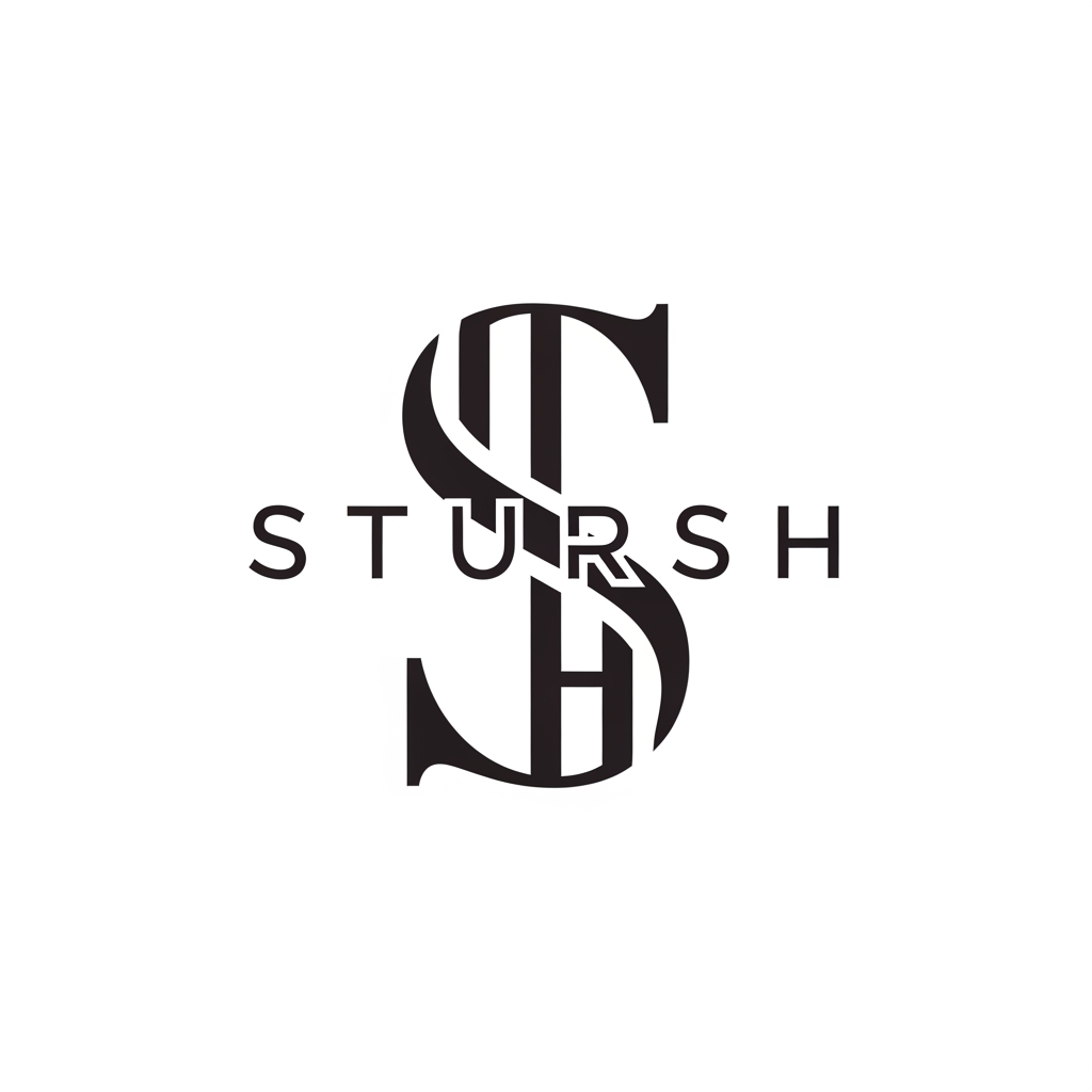 AI Design for Design a luxury minimalist monogram logo for STURSH, where the entire word STURSH is cleverly integrated into a single elegant lettermark, premium fashion brand, clean vector style