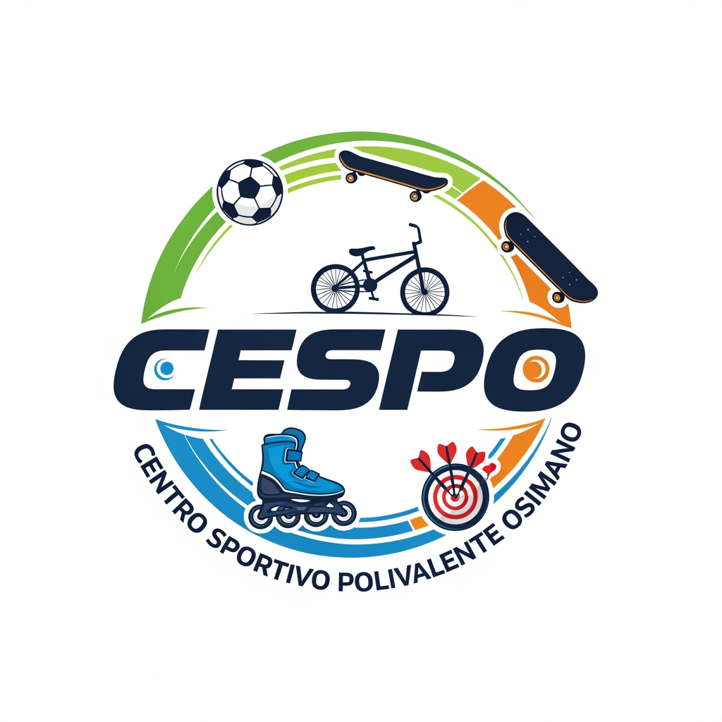 AI Design for mi serve un logo per una struttura sportiva. il nome è CESPO (CENTRO SPORTIVO POLIVALENTE OSIMANO) dove all'interno facciamo calcio a5, scuola calcio per bambini, skate, bmx ,rollerblade e freccette steel e soft.