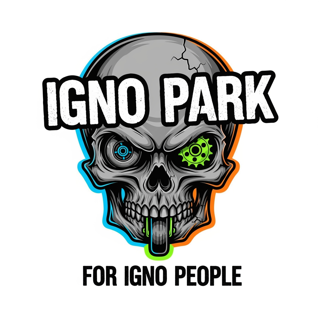 AI Design for VORREI LAVORARE A RESTYLING DELL'IGNOPARK DI OSIMO(AN) hai modo di vedere il logo attuame e modificarlo? è un teschio con scritto IGNO PARK "for igno people" ....vorrei incentrarlo su sport rotellistici e non solo skate (skate,bmx rollerblade)