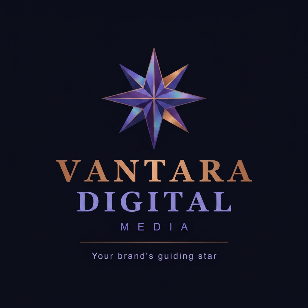 AI Design for i am attached my previous logo colour theme also change my logo and change vantara digital media