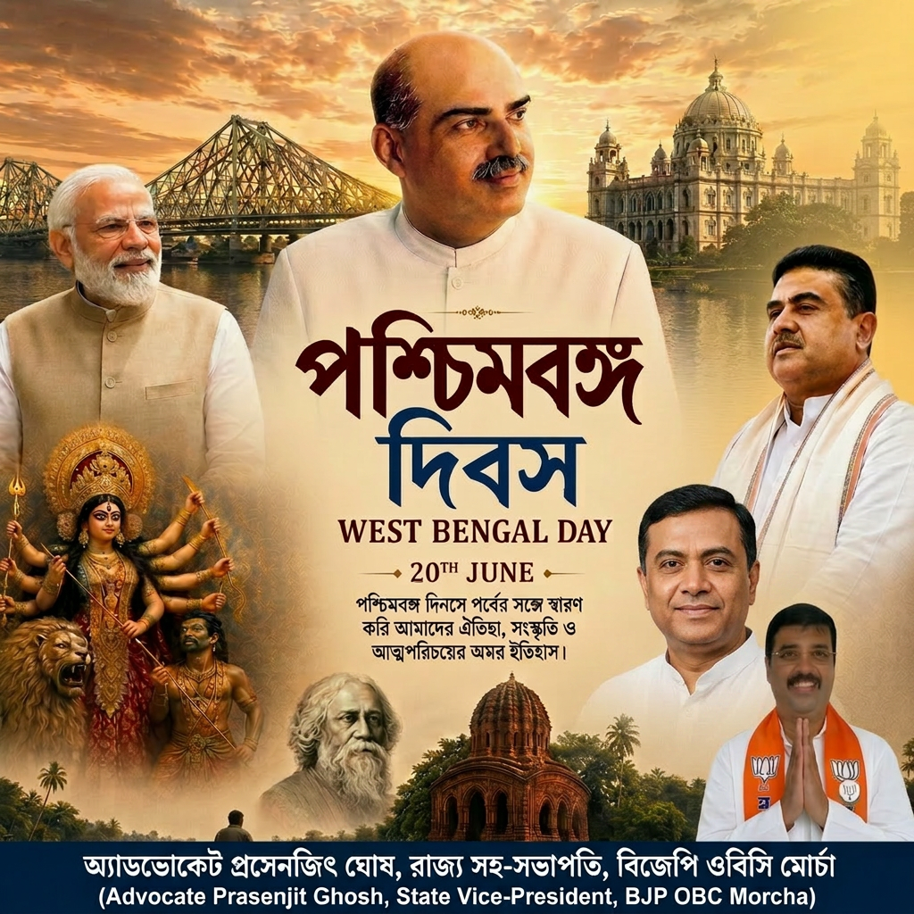 AI Design for samik bhattacharya photo should be placed side of subenda adhikari photo