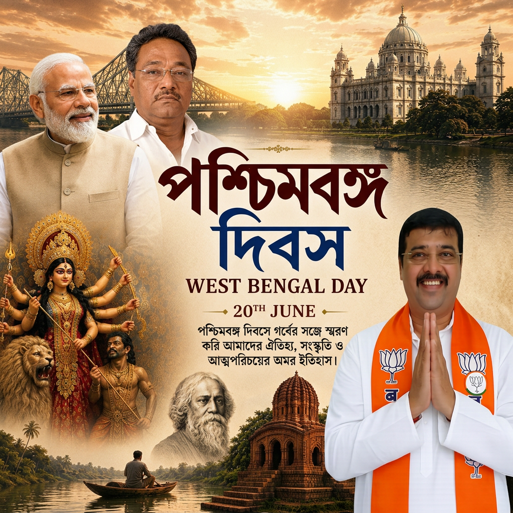 AI Design for removed agni mitra pal from this images and add 2nd image there and add 3rd photo behind the narendra modi picture everything will remain same