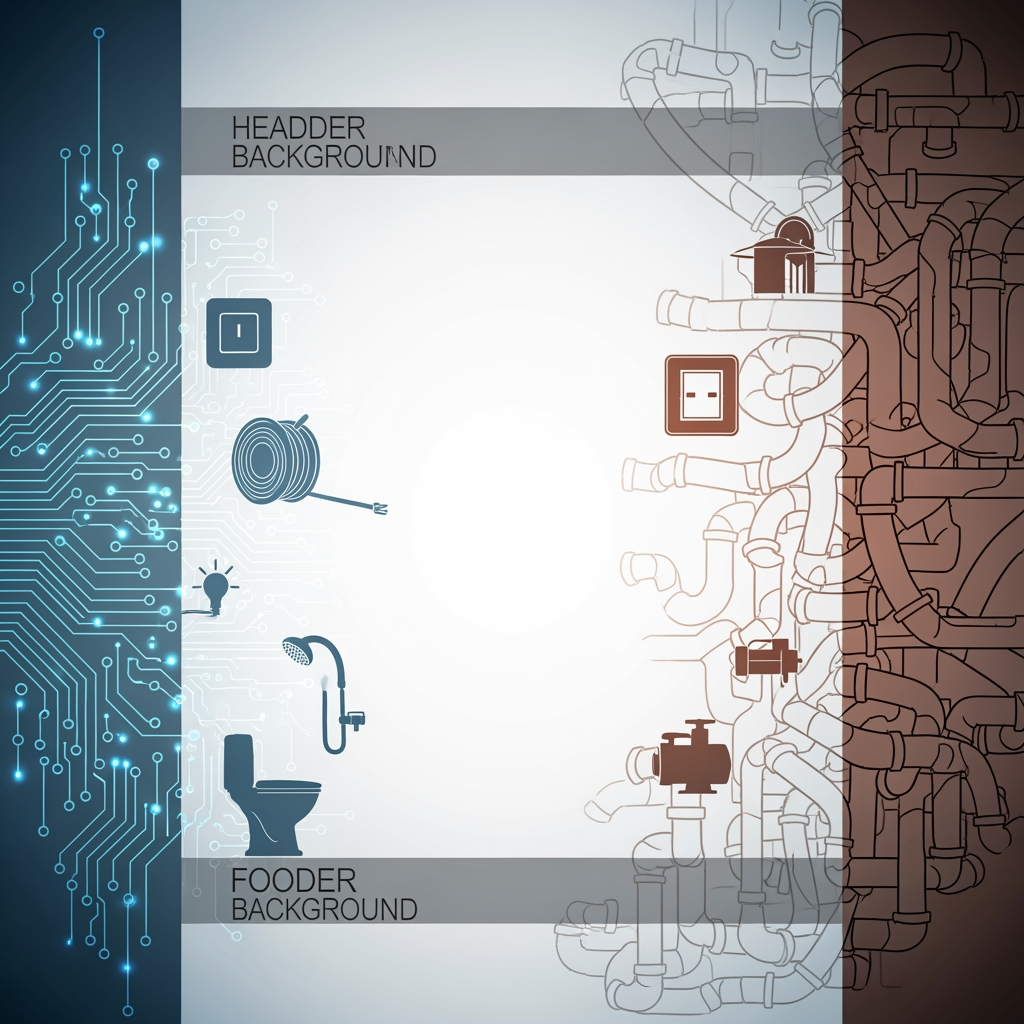 AI Design for CAN YOU CREATE A BROCHURE BACKGROUND FOR MY SHOP WHICH I SELL WIRES AND SWITCHES,PLUMPING,SANITARY,HOME LIGHTING PRODUCTS,AND PUMPSET PROVIDE SPACE FOR HEADER SECTION AND FOOTER SECTION IN A4 POTRAIT SIZE