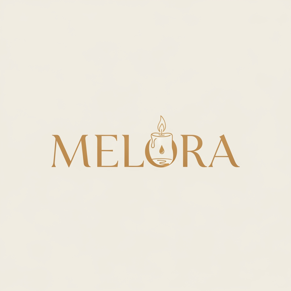AI Design for i want a logo for a hair oil brand called Melora. It is a candle which turn into oil. I want a minimal logo just typography