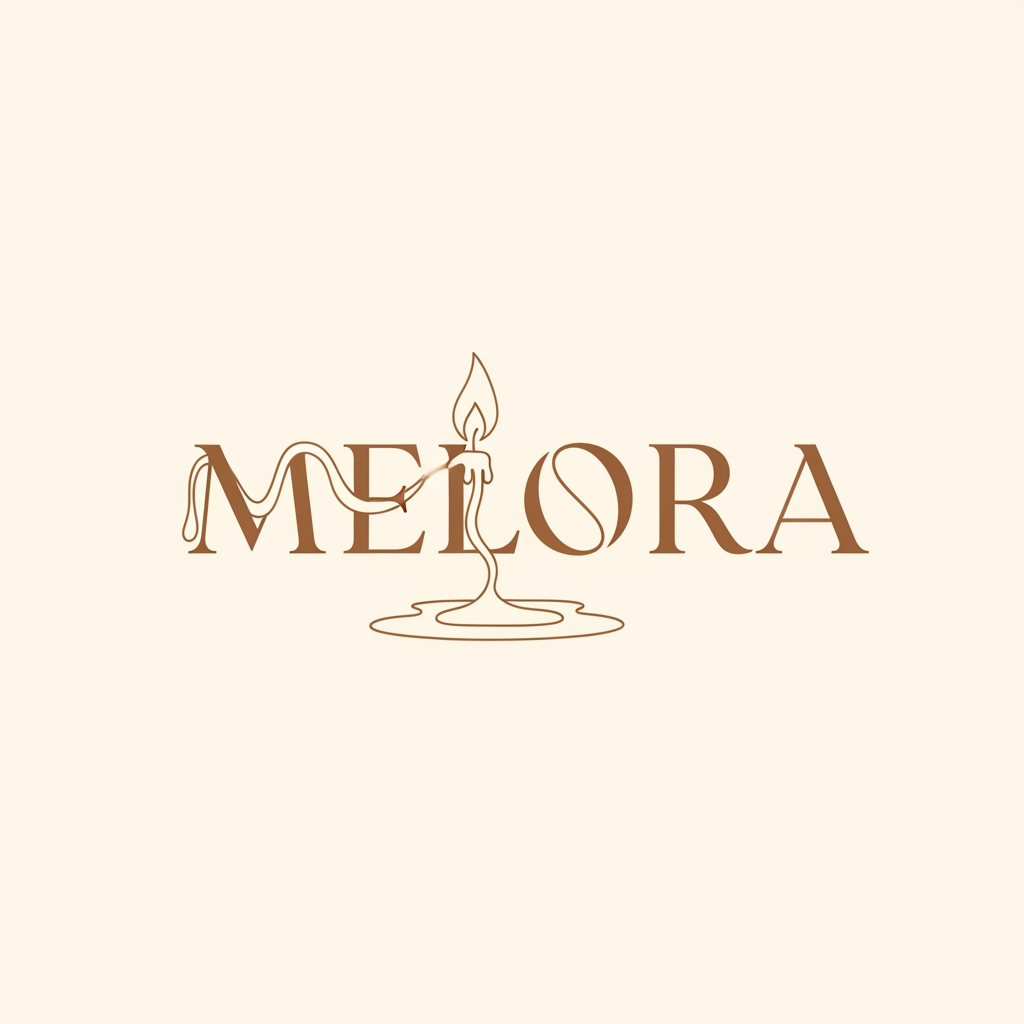 AI Design for i want a logo for a hair oil brand called Melora. It is a candle which turn into oil. I want a minimal logo just typography