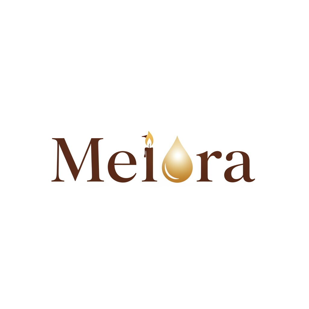 AI Design for i want a logo for a hair oil brand called Melora. It is a candle which turn into oil. I want a minimal logo just typography