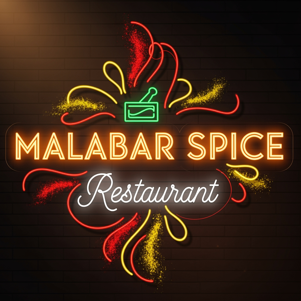 AI Design for logo for malabar spice which is a restaurant change to restaurant light with light design