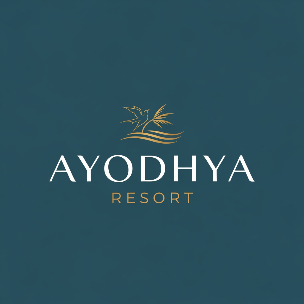 AI Design for a logo for "Ayodhya resort" which would look elegant and professional rather than spiritual