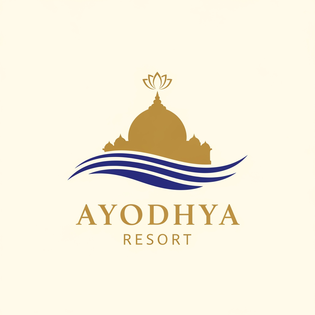 AI Design for a logo for "Ayodhya resort" with combination of spirituality and elegance dont use common nature like tree, sun etc...
