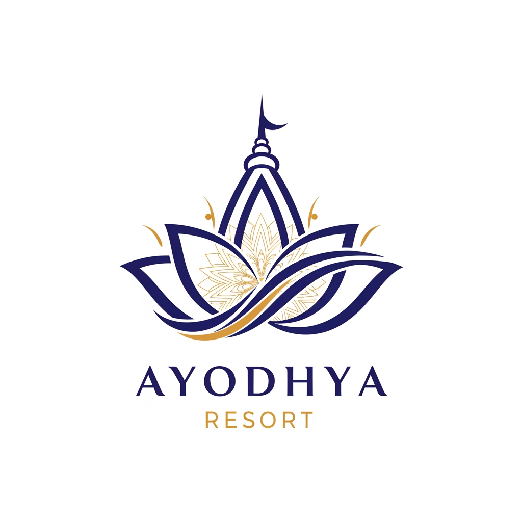AI Design for a logo for "Ayodhya resort" with combination of spirituality and elegance dont use common nature like tree, sun etc...