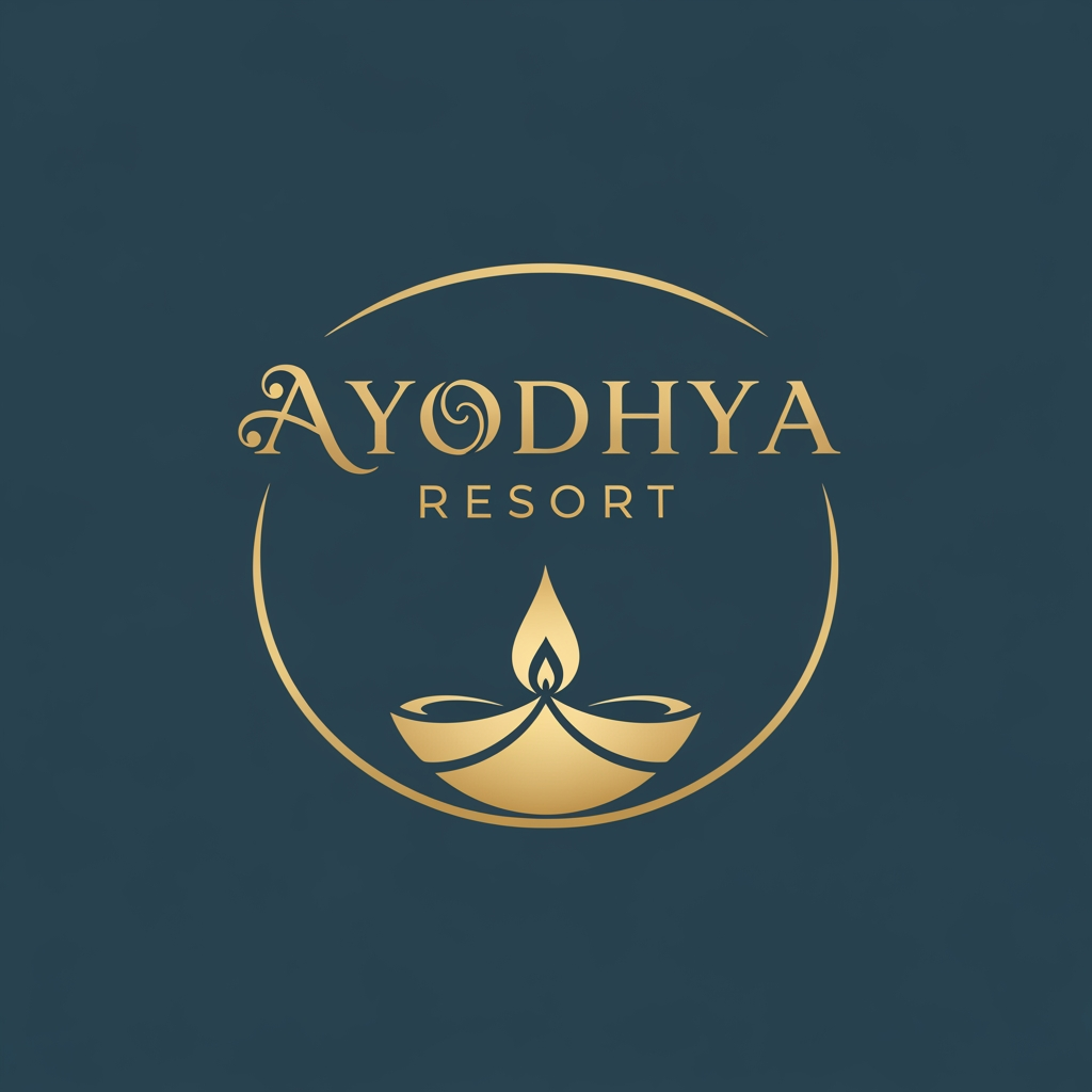 AI Design for a logo for "Ayodhya resort" with combination of spirituality and elegance dont use common nature like tree, sun etc...