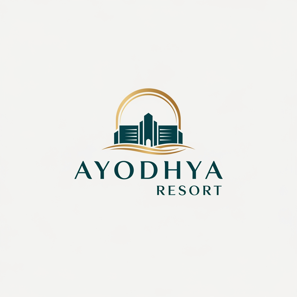 AI Design for a logo for "Ayodhya resort" which would look elegant and professional rather than spiritual