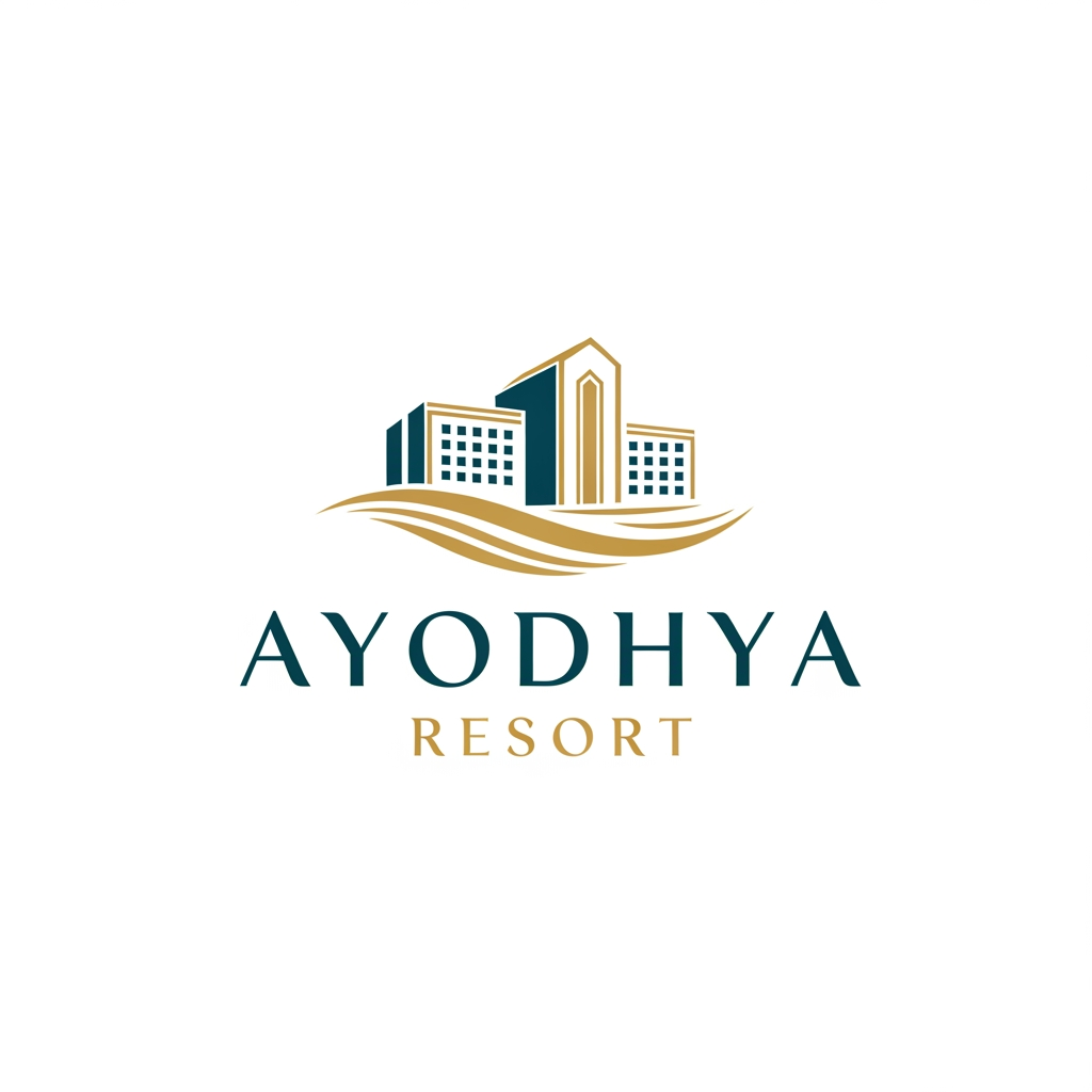 AI Design for a logo for "Ayodhya resort" which would look elegant and professional rather than spiritual