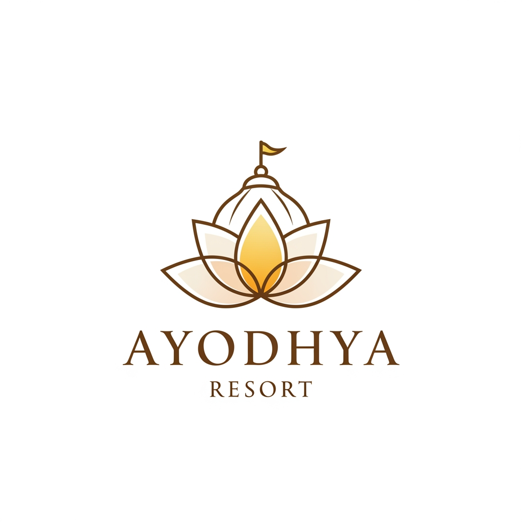 AI Design for a logo for "Ayodhya resort" with combination of spirituality and elegance dont use common nature like tree, sun etc...