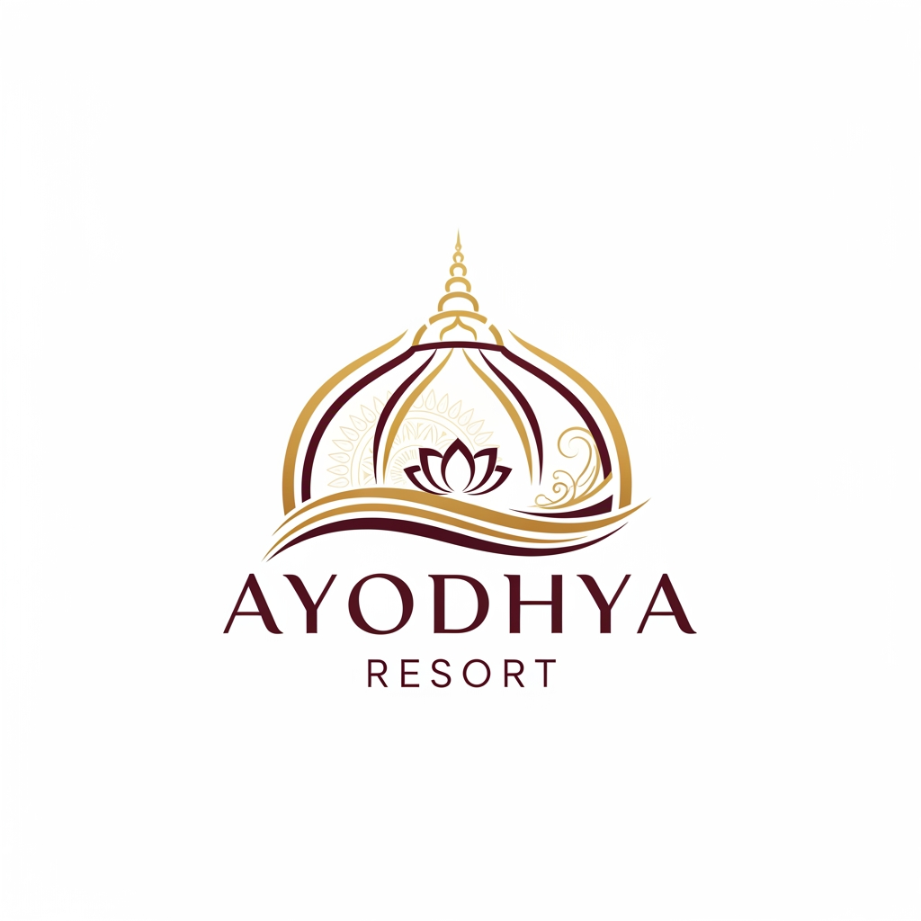 AI Design for a logo for "Ayodhya resort" with combination of spirituality and elegance dont use common nature like tree, sun etc...