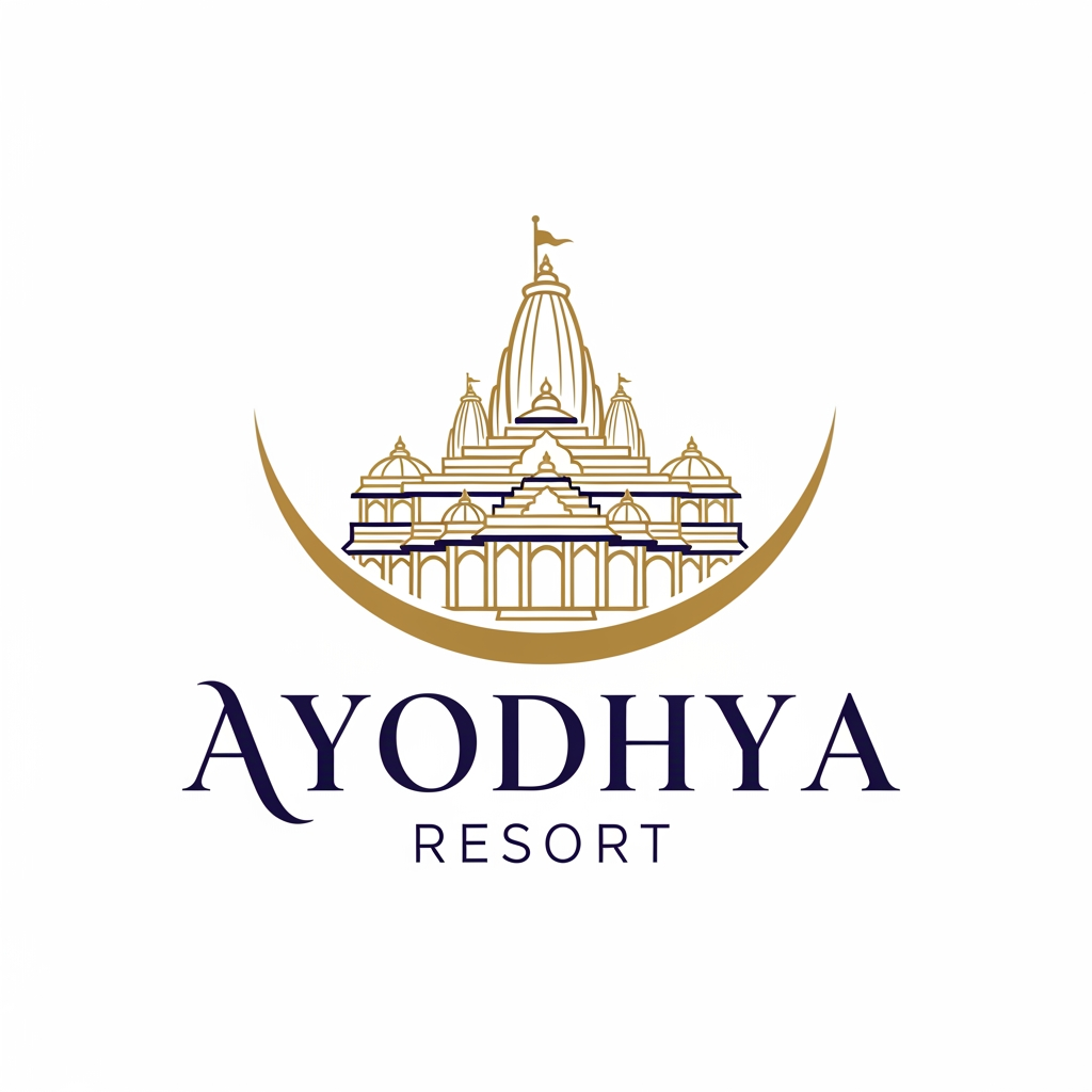 AI Design for a logo for "Ayodhya resort" with combination of spirituality and elegance dont use common nature like tree, sun etc...