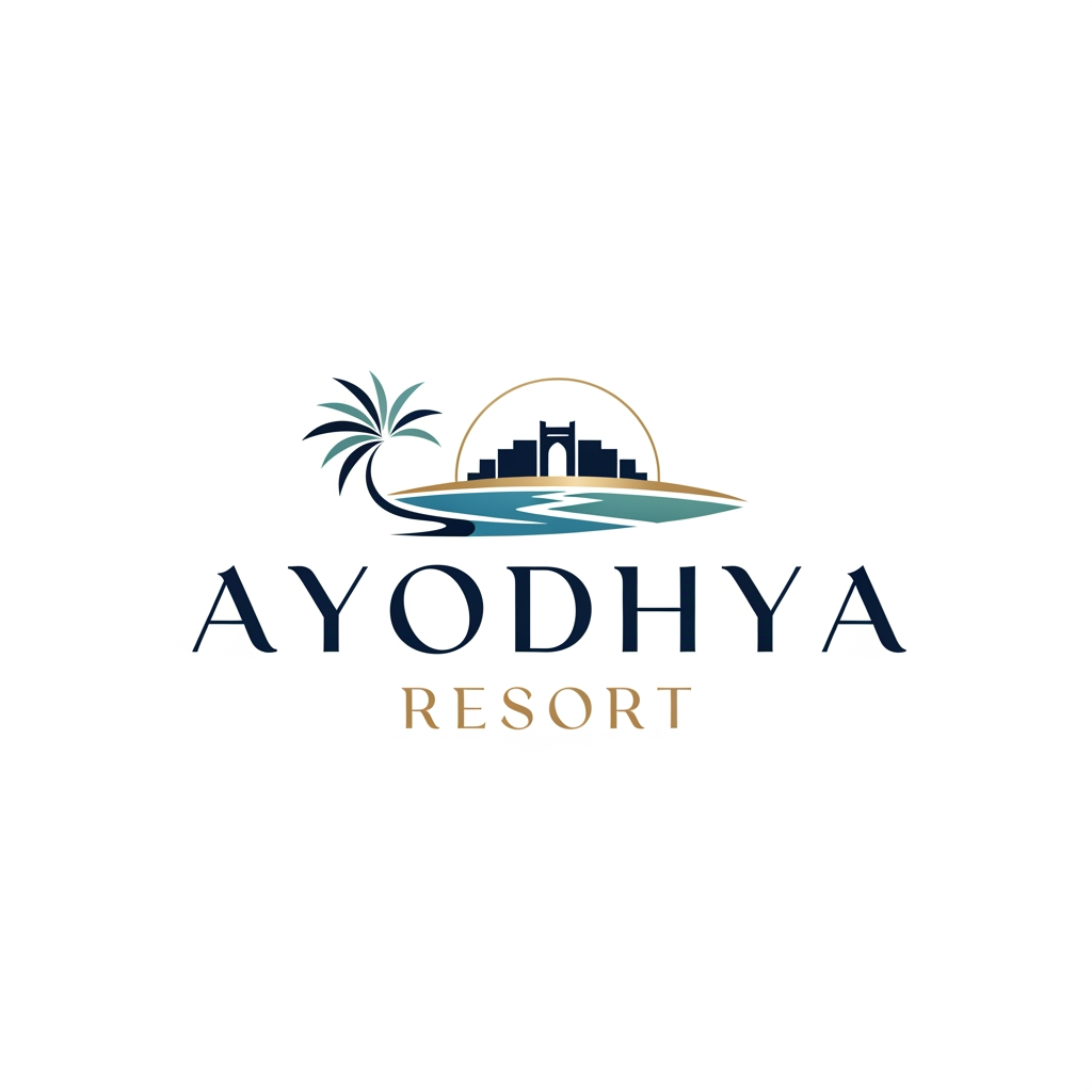 AI Design for a logo for "Ayodhya resort" which would look elegant and professional rather than spiritual
