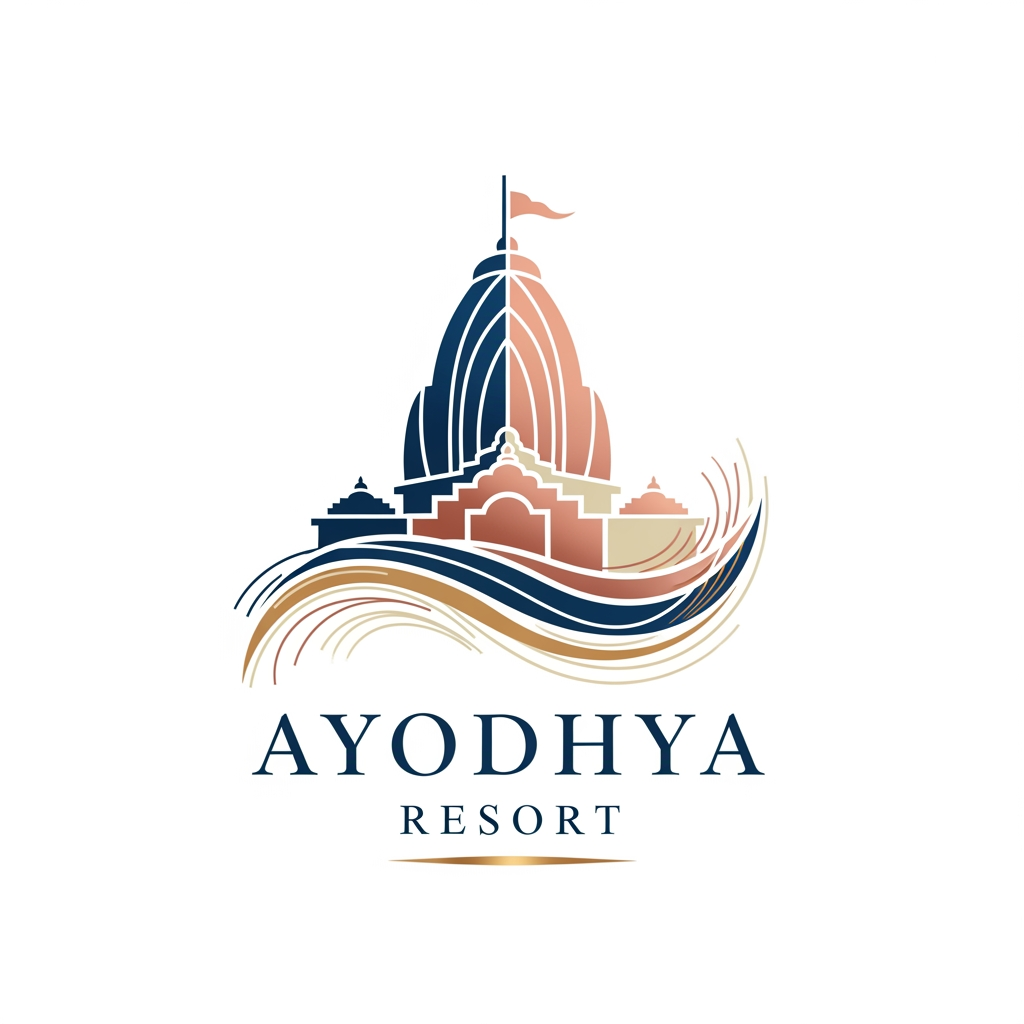 AI Design for a logo for "Ayodhya resort" elegance dont use common nature like tree, sun etc...